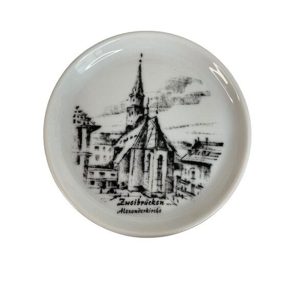 Fürstenberg Porzellan 6 Coasters Zweibrücken Landmarks White Black West Germany - Picture 10 of 11